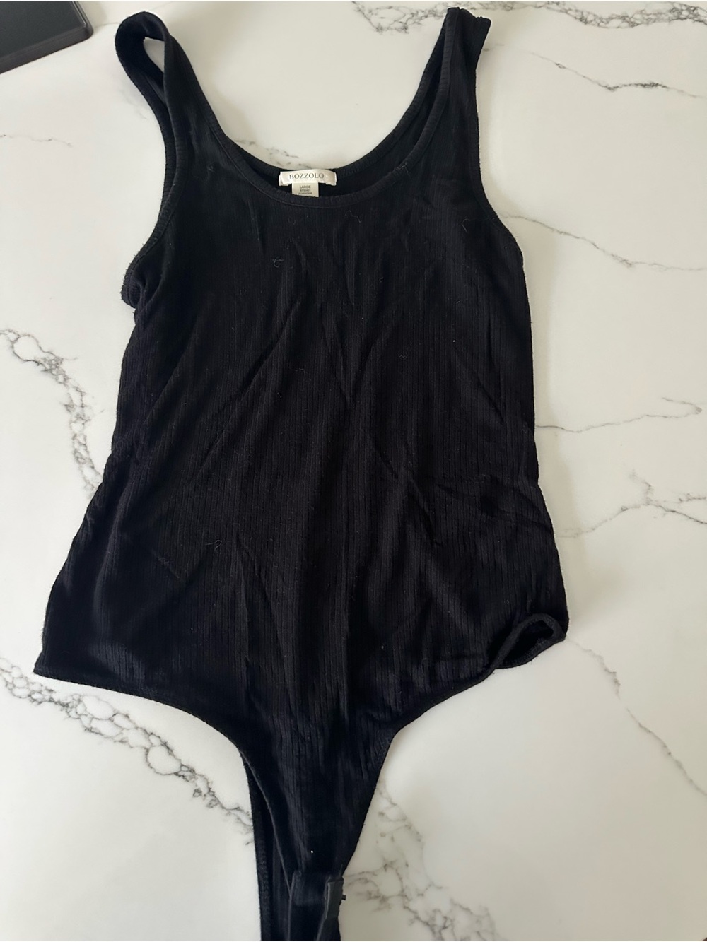 Bozzolo Black Ribbed One-Piece Bodysuit